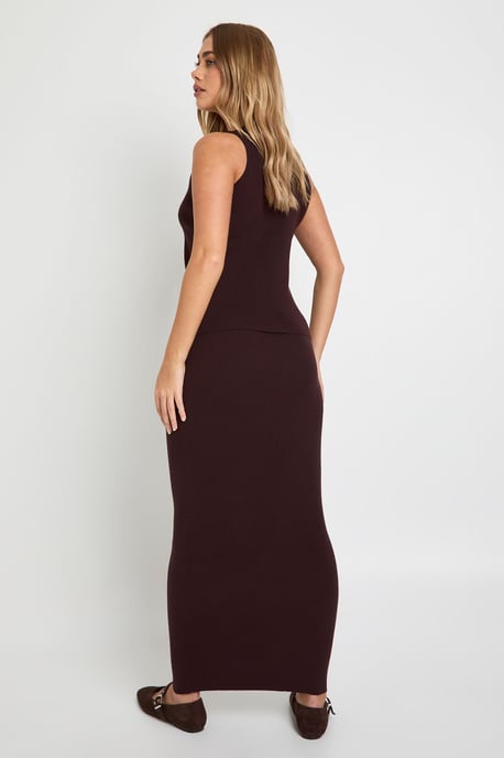 Chunky Rib V Neck Knitted Waistcoat and Maxi Skirt Co-Ord - Image 2