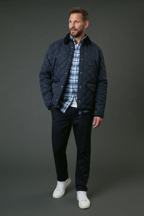 Navy Cord Collar Diamond Quilted Jacket - Image 4