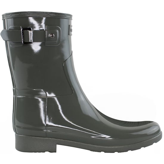 Hunter Refined Short Gloss Womens Grey Wellington Boots - Image 1