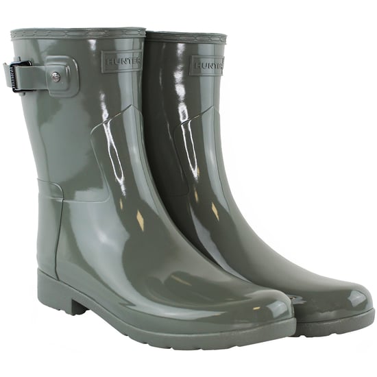 Hunter Refined Short Gloss Womens Grey Wellington Boots - Image 2