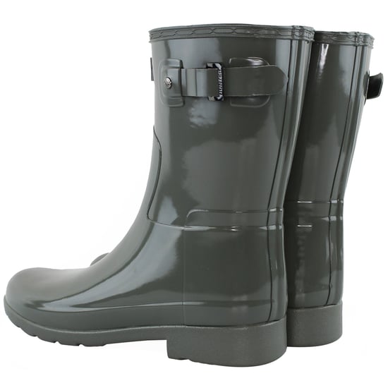 Hunter Refined Short Gloss Womens Grey Wellington Boots - Image 3