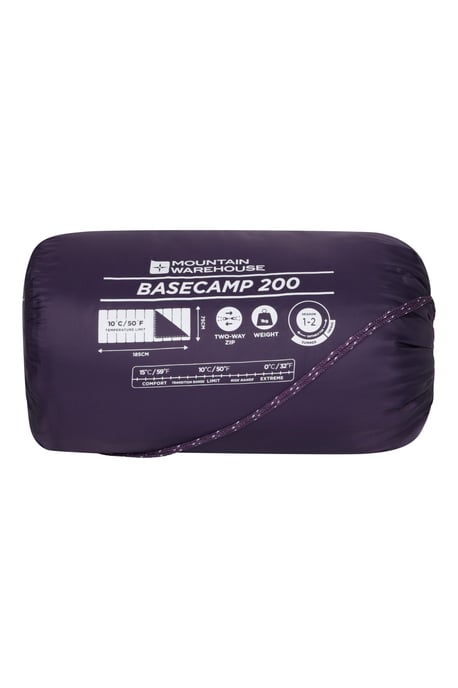 'Basecamp 200' Sleeping Bag with Two Way Zip Summer Camping Sack Bed Purple - Image 6