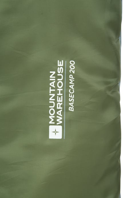 'Basecamp 200' Sleeping Bag with Two Way Zip Summer Camping Sack Bed Khaki - Image 5