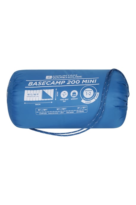 'Basecamp 200'' Kids Mini Sleeping Bag with Two Way Zip Insulated Summer Camping Blue - Image 5