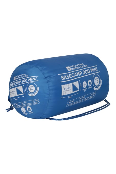 'Basecamp 200'' Kids Mini Sleeping Bag with Two Way Zip Insulated Summer Camping Blue - Image 6