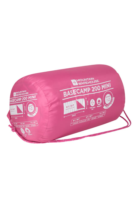 'Basecamp 200'' Kids Mini Sleeping Bag with Two Way Zip Insulated Summer Camping Pink - Image 5