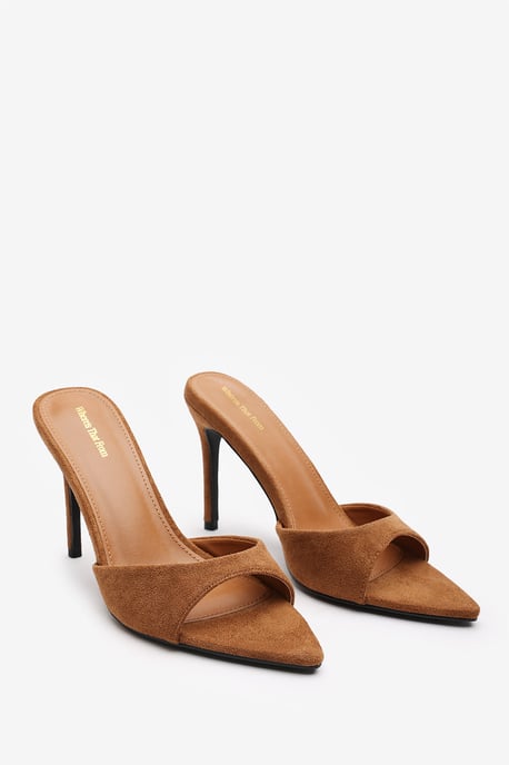 Wheres That From Womens 'Tasha' Suede Open Toe Stiletto Mules - Image 4