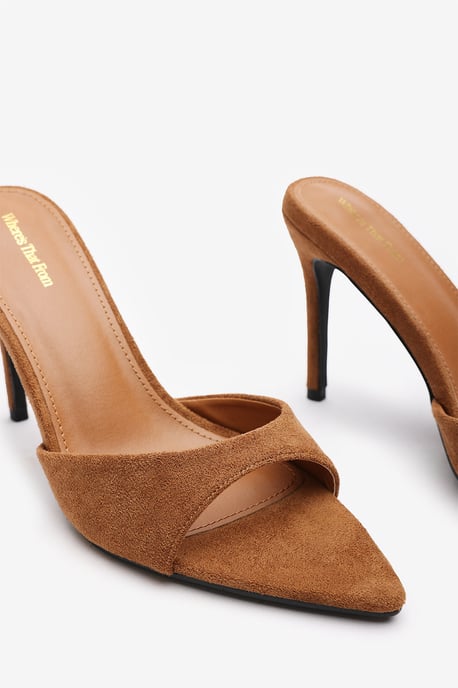 Wheres That From Womens 'Tasha' Suede Open Toe Stiletto Mules - Image 5