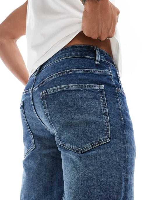 ASOS DESIGN – Blå slim fit-jeans med mellanblå tvätt - Image 2