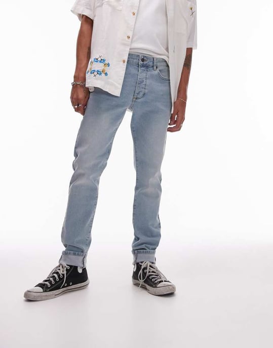 Topman skinny jeans i ljusblå tonade sommarjeans - Image 4