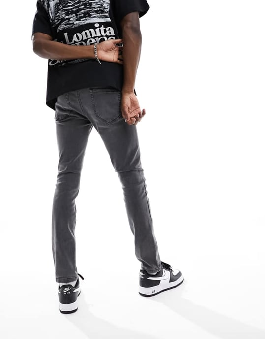 ONLY & SONS – Grå tvättade Warp-jeans med skinny fit - Image 3