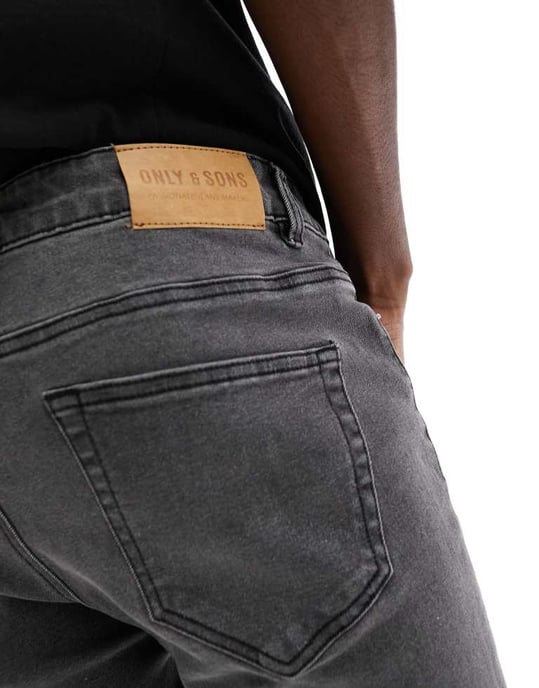 ONLY & SONS – Grå tvättade Warp-jeans med skinny fit - Image 4