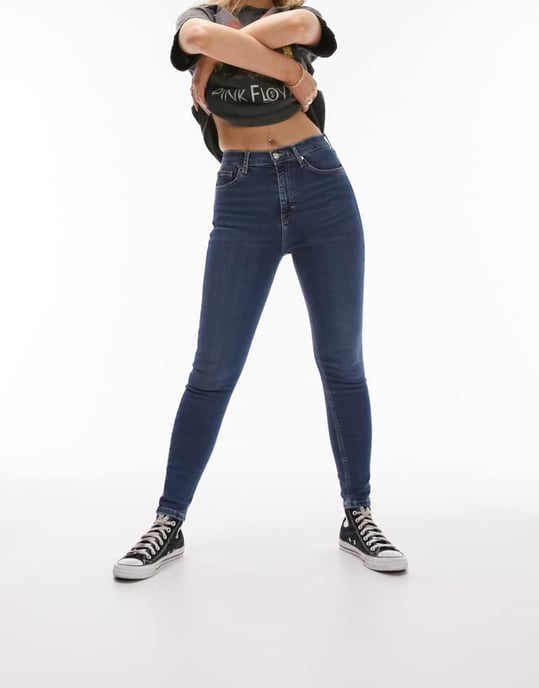 Topshop – Hourglass Jamie – Blå skinny jeans med hög midja - Image 4