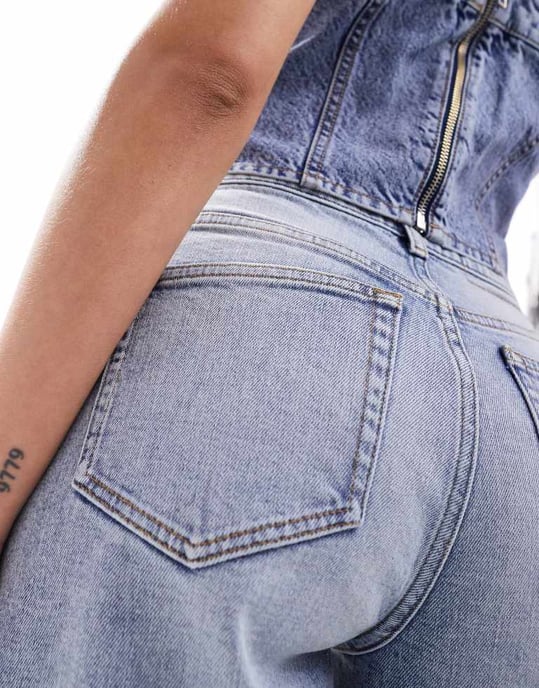 Miss Selfridge – Blå mom jeans med syratvätt - Image 2