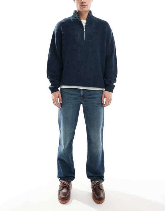 ASOS DESIGN – Mörkblå stretchjeans med raka ben - Image 1