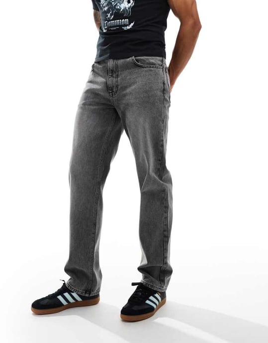 ASOS DESIGN – Svarta raka jeans i stentvätt - Image 4
