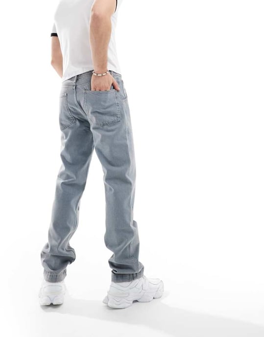 ASOS DESIGN – Blå jeans med raka ben och snickardetaljer - Image 3
