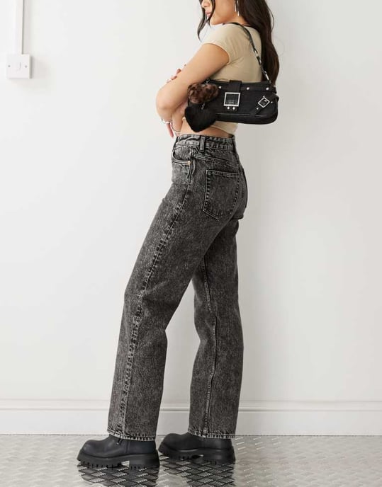 Monki – Aimo – Svarta jeans med raka ben och med hälften midja - Image 3