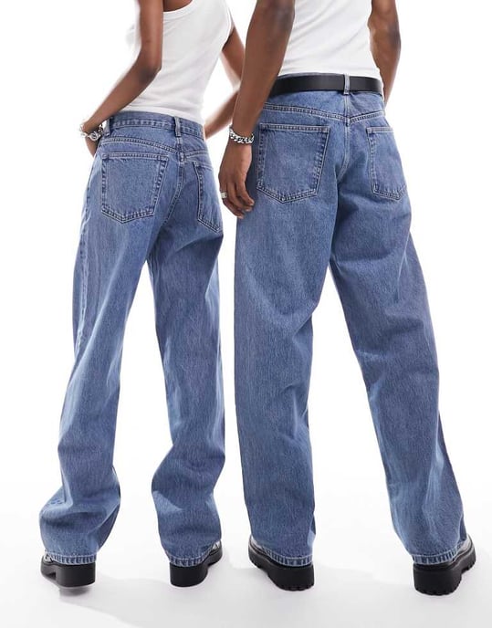 Weekday Unisex Galaxy – Blåa, löst sittande jeans med raka ben i 90-talsmodell - Image 3