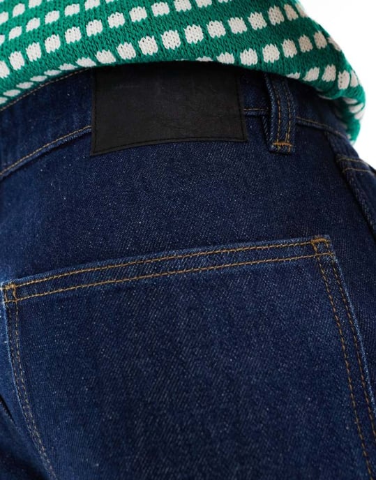 Baggy jeans i snickarblå denim med bomullsmönster - Image 2