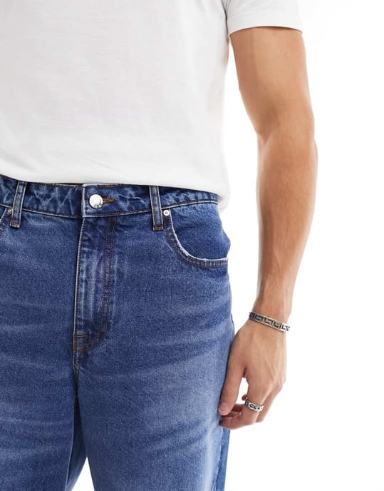 ASOS DESIGN – Mörkblå tvättade baggy jeans - Image 3