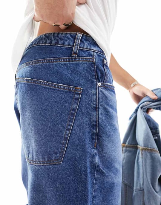 ASOS DESIGN – Mörkblå tvättade baggy jeans - Image 4