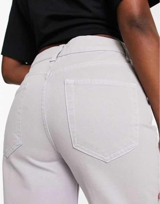 ASOS DESIGN – Isgrå jeans med vida ben och mönster - Image 3