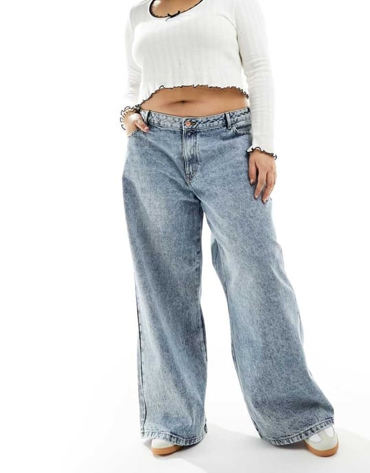 Noisy May Curve – Ljustvättade jeans med vida ben - Image 2