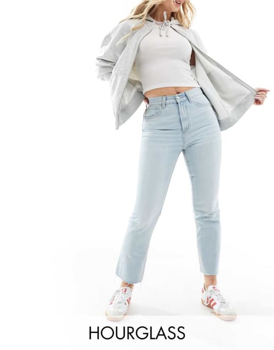 ASOS DESIGN – Hourglass – Bleka, korta, raka jeans med medelhög midja - Image 1