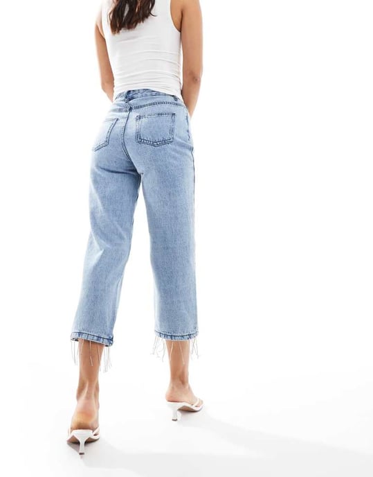 In The Style – Ljusblå jeans med diamanter och fransar - Image 4