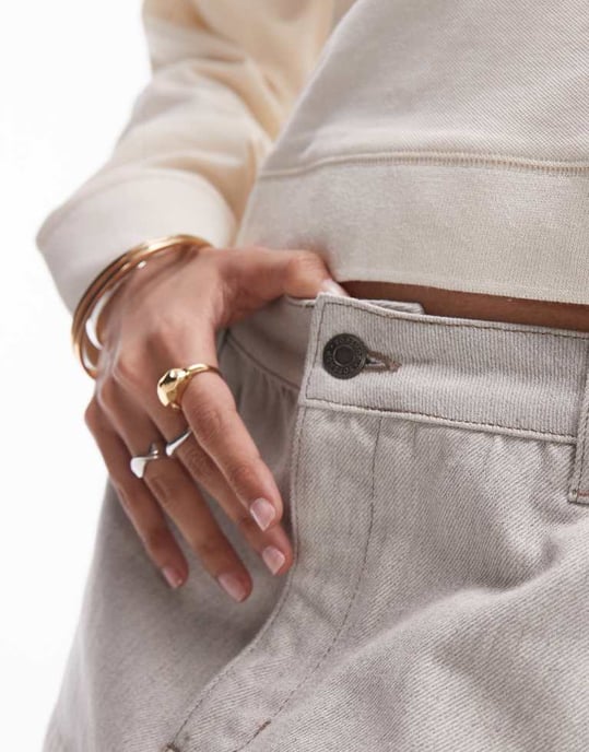 Topshop – Skräddarsydd minikjol i stenfärgad denim - Image 3