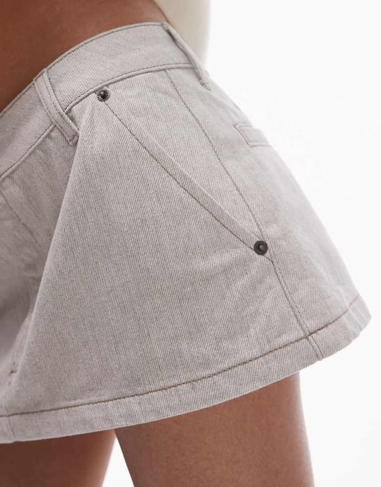 Topshop – Skräddarsydd minikjol i stenfärgad denim - Image 4