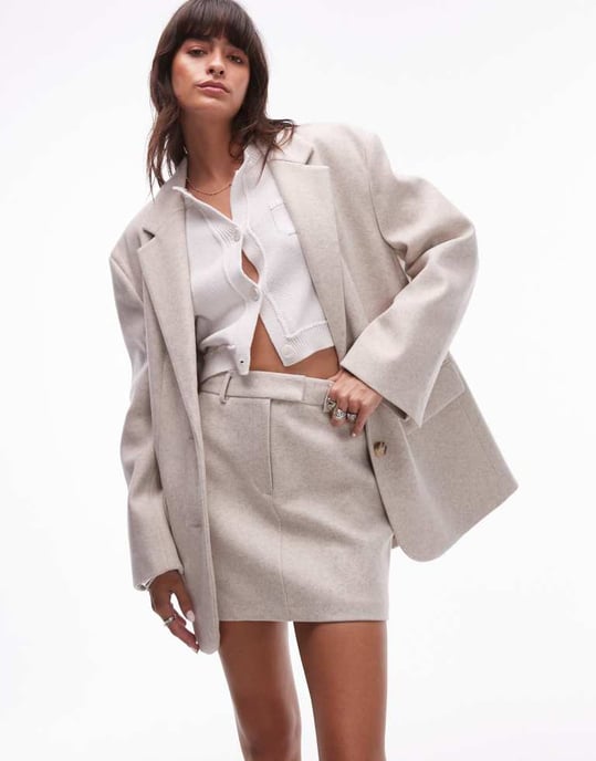 Topshop – Havregrynsfärgad minikjol med del av set - Image 2