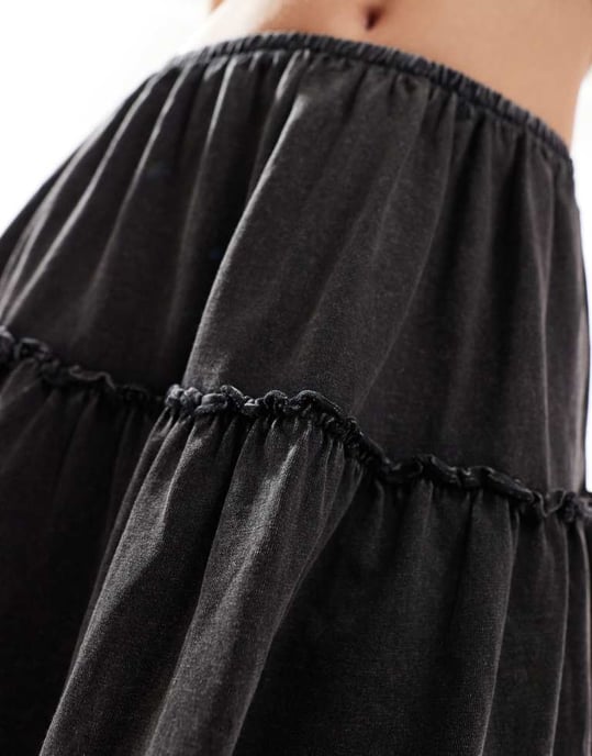 Monki – Rara – Svart, tvättad minikjol - Image 3