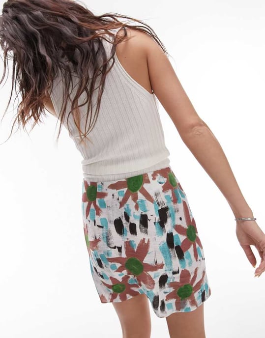 Topshop – Mönstrad minikjol i flera färger - Image 3