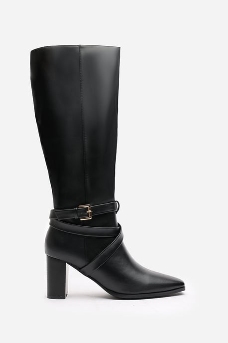 Wheres That From Womens 'Jolisa' Suede Buckle Strap Knee High Boots with Block Heel and Pointed Toe - Image 2