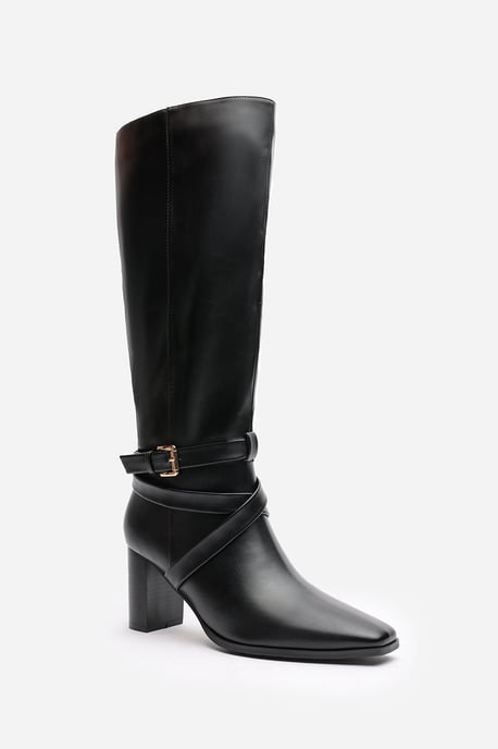 Wheres That From Womens 'Jolisa' Suede Buckle Strap Knee High Boots with Block Heel and Pointed Toe - Image 3
