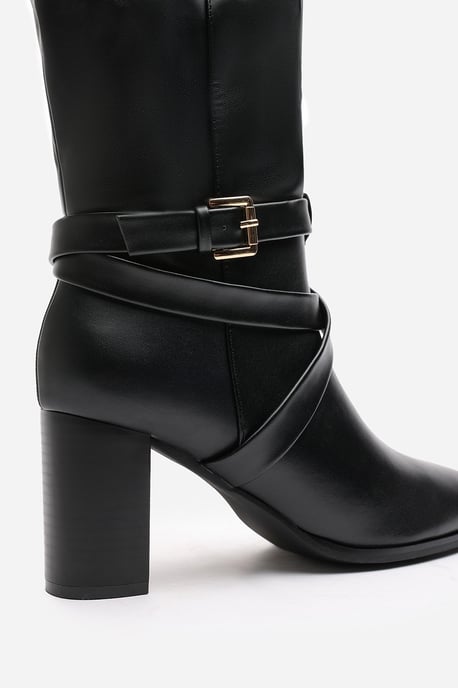 Wheres That From Womens 'Jolisa' Suede Buckle Strap Knee High Boots with Block Heel and Pointed Toe - Image 5