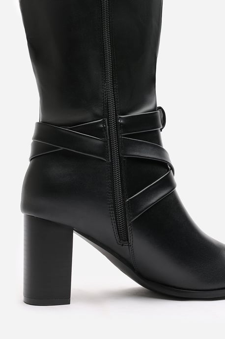 Wheres That From Womens 'Jolisa' Suede Buckle Strap Knee High Boots with Block Heel and Pointed Toe - Image 6