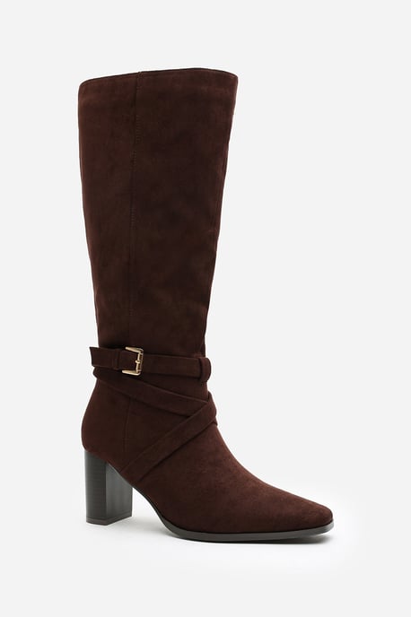 Wheres That From Womens 'Jolisa' Suede Buckle Strap Knee High Boots with Block Heel and Pointed Toe - Image 3