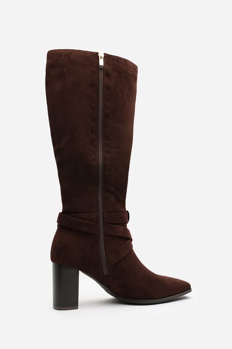 Wheres That From Womens 'Jolisa' Suede Buckle Strap Knee High Boots with Block Heel and Pointed Toe - Image 5