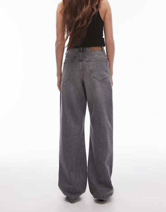 Topshop – Mörkgrå, raka jeans med medelhög midja och lös passform - Image 3
