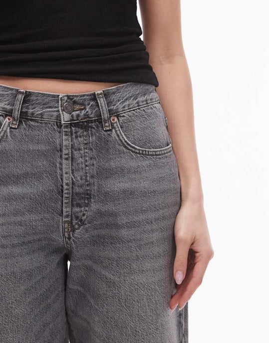 Topshop – Mörkgrå, raka jeans med medelhög midja och lös passform - Image 4