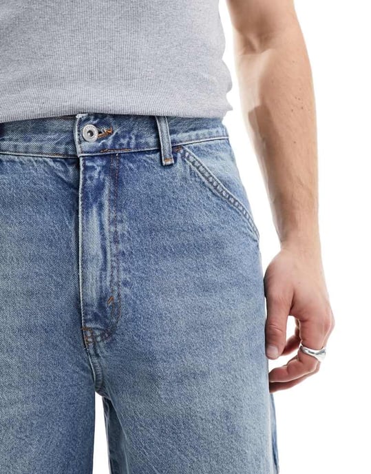 COLLUSION x016 cargojeans med låg midja i mellantvätt - Image 2