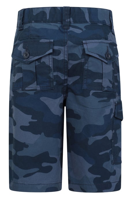 'Camo' Kids Cargo Shorts Cotton Multiple Pockets Comfy Casual Bottoms Navy - Image 3
