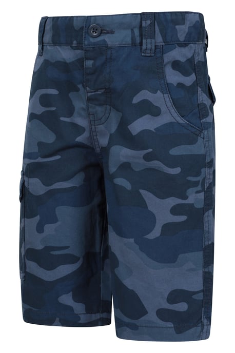 'Camo' Kids Cargo Shorts Cotton Multiple Pockets Comfy Casual Bottoms Navy - Image 4