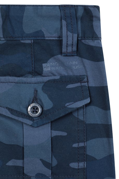 'Camo' Kids Cargo Shorts Cotton Multiple Pockets Comfy Casual Bottoms Navy - Image 6