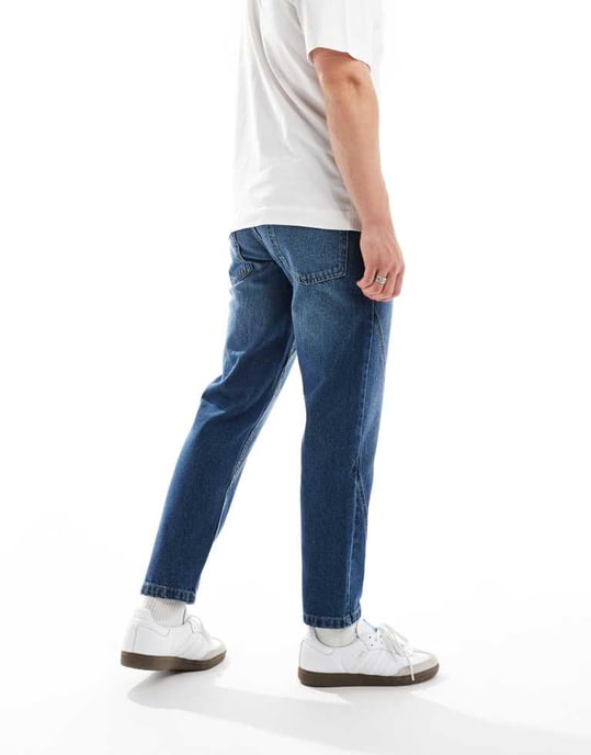 ASOS DESIGN – Blå jeans med avsmalnande passform och paneldetaljer - Image 3