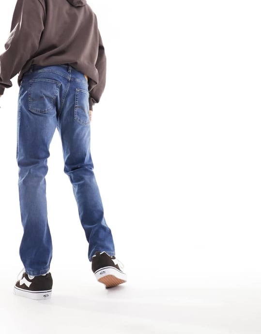 Jack & Jones – Mike – Mellanblå avsmalnande jeans - Image 3