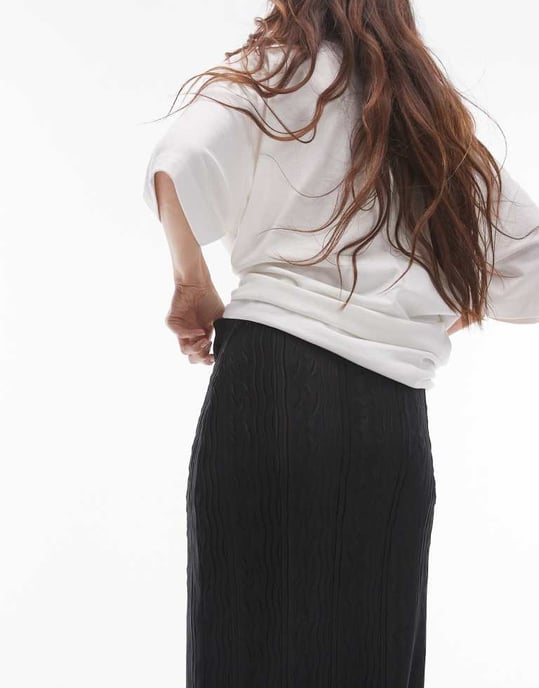 Topshop – Svart plisserad midikjol - Image 3